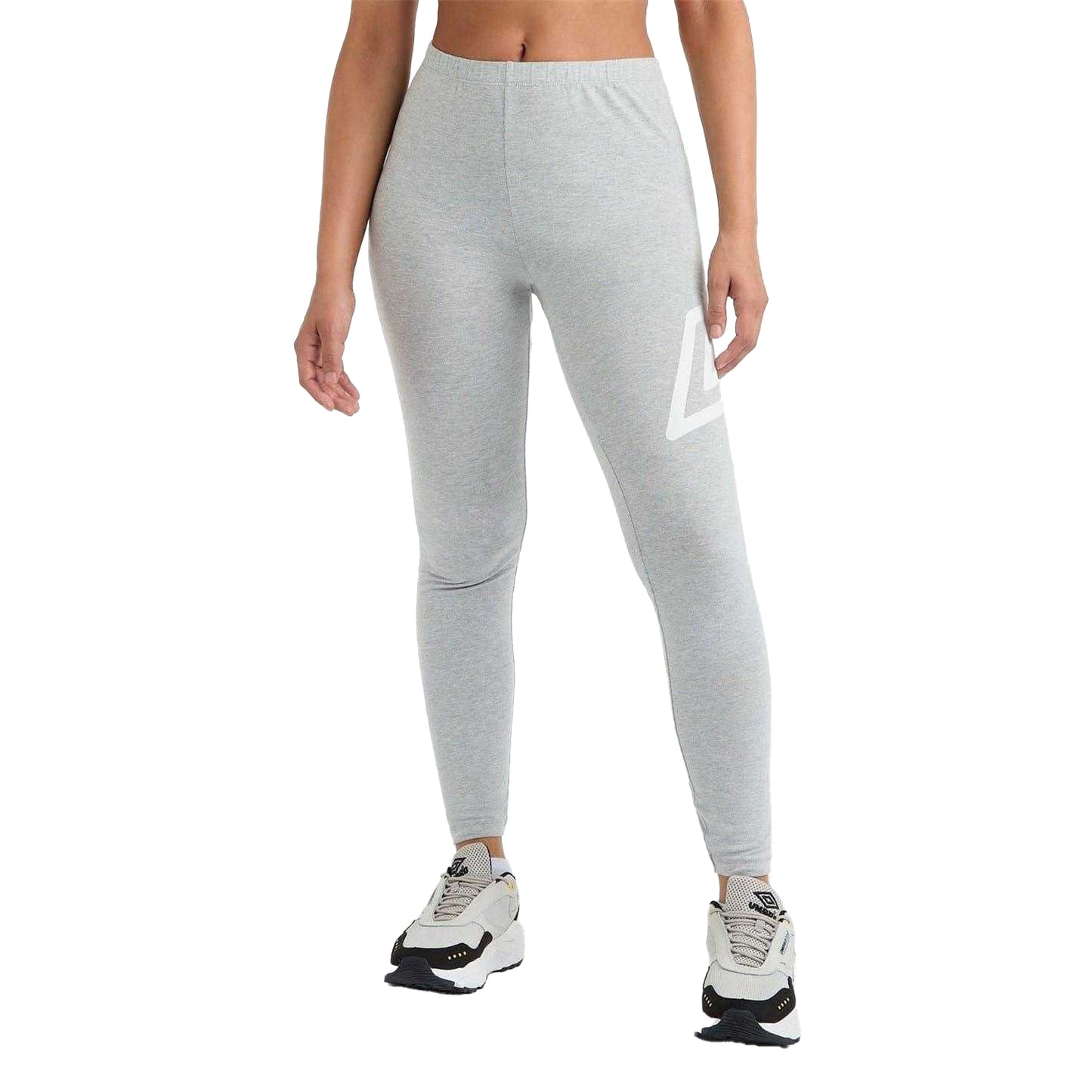 Grey Marl-White - Lifestyle - Umbro Womens-Ladies Logo Leggings