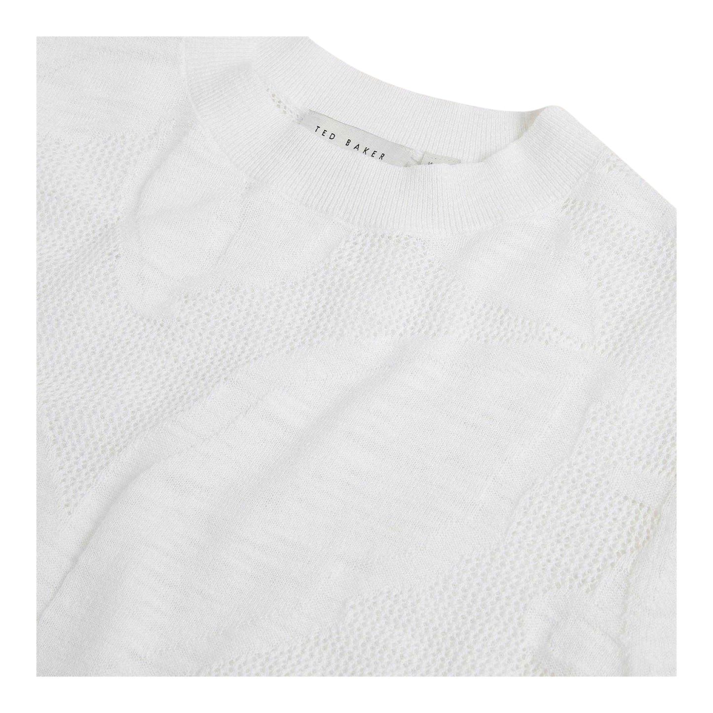 Ivory - Back - Ted Baker Womens-Ladies Cotton Linen Short-Sleeved T-Shirt