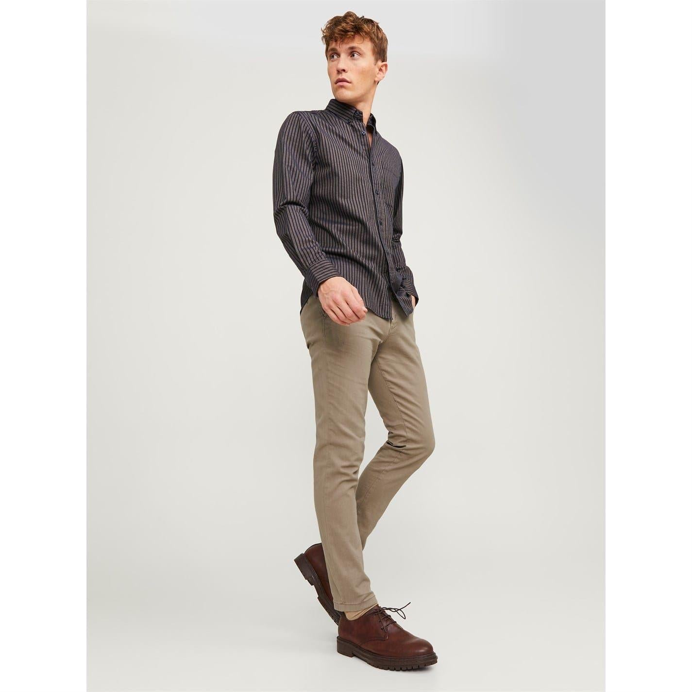 Beige - Close up - Jack And Jones Mens Dave Slim Chinos