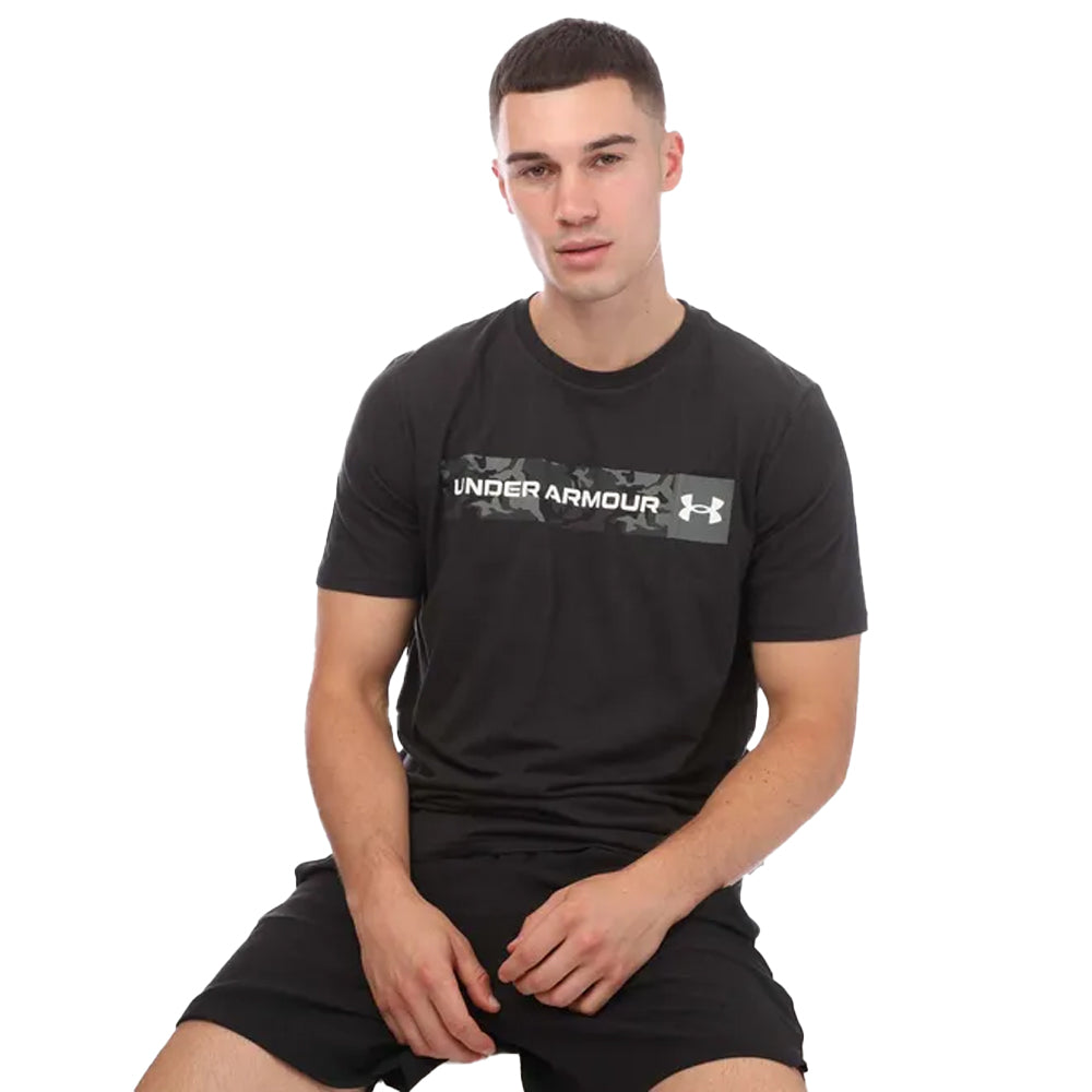 Black-Marine Green - Side - Under Armour Mens Camo Stripe Short-Sleeved T-Shirt