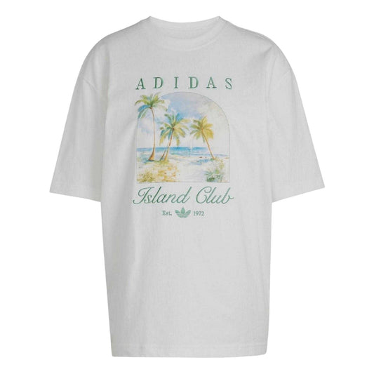 White - Front - Adidas Womens-Ladies Island Club Oversized T-Shirt