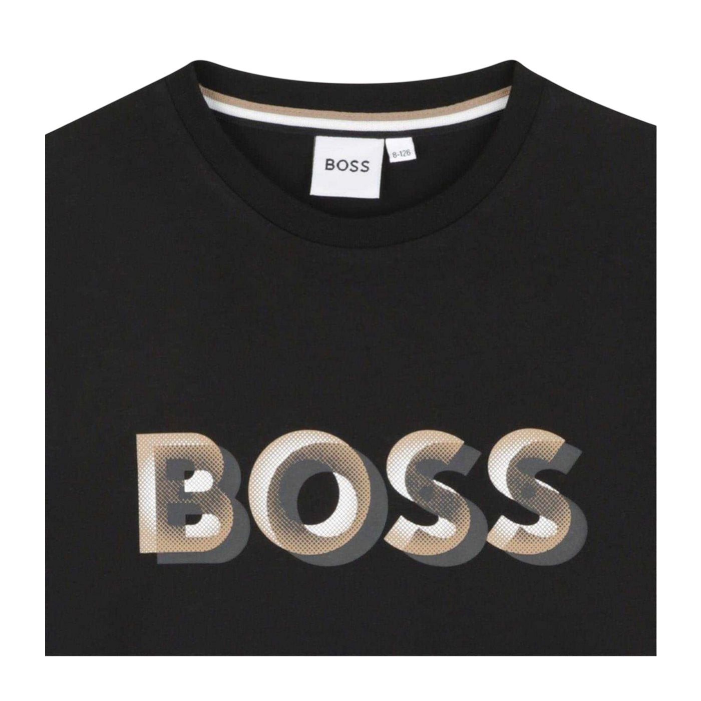 Black - Side - Boss Childrens-Kids 3D Logo T-Shirt