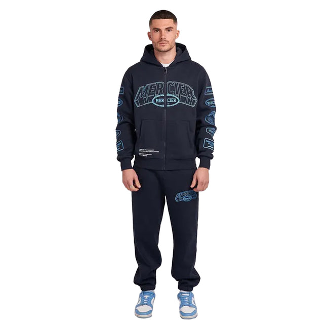 Navy - Back - Mercier Mens Compton Full Zip Hoodie