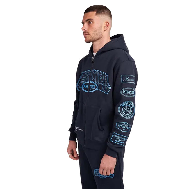 Navy - Side - Mercier Mens Compton Full Zip Hoodie