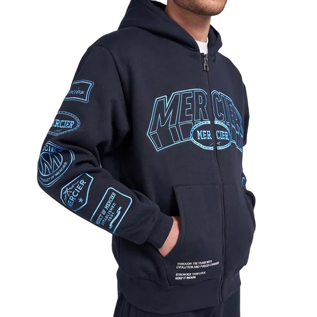 Navy - Lifestyle - Mercier Mens Compton Full Zip Hoodie