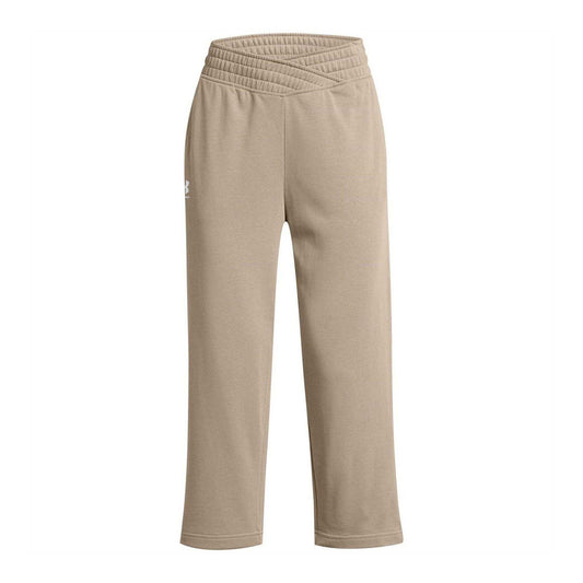 Timber Wolf-White - Front - Under Armour Womens-Ladies Rival Terry Wide Leg Joggers