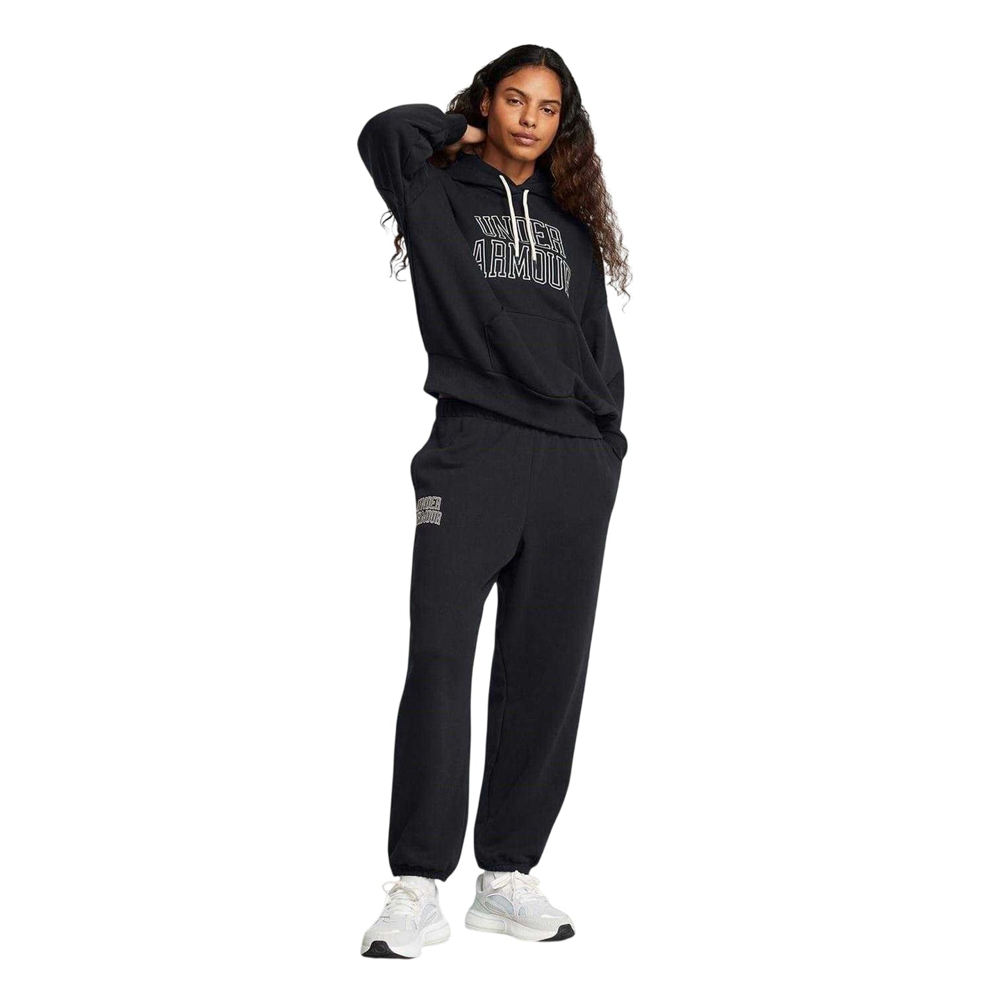 Black - Side - Under Armour Womens-Ladies Terrycloth Icon Joggers