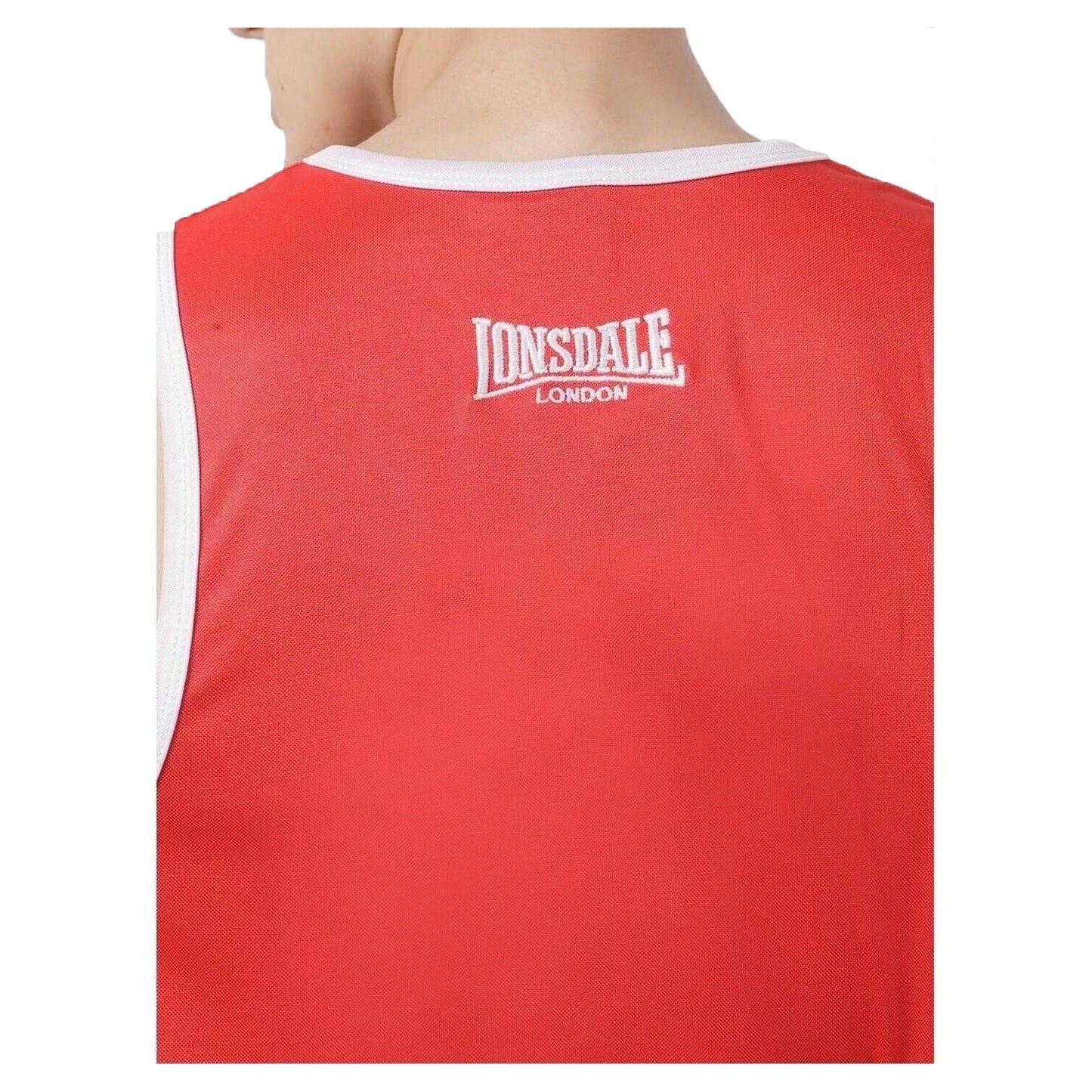 Red-White - Side - Lonsdale Mens Boxing Vest