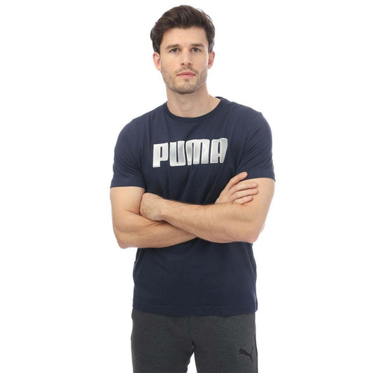 Navy - Front - Puma Mens Sportstyle Cotton Blend T-Shirt