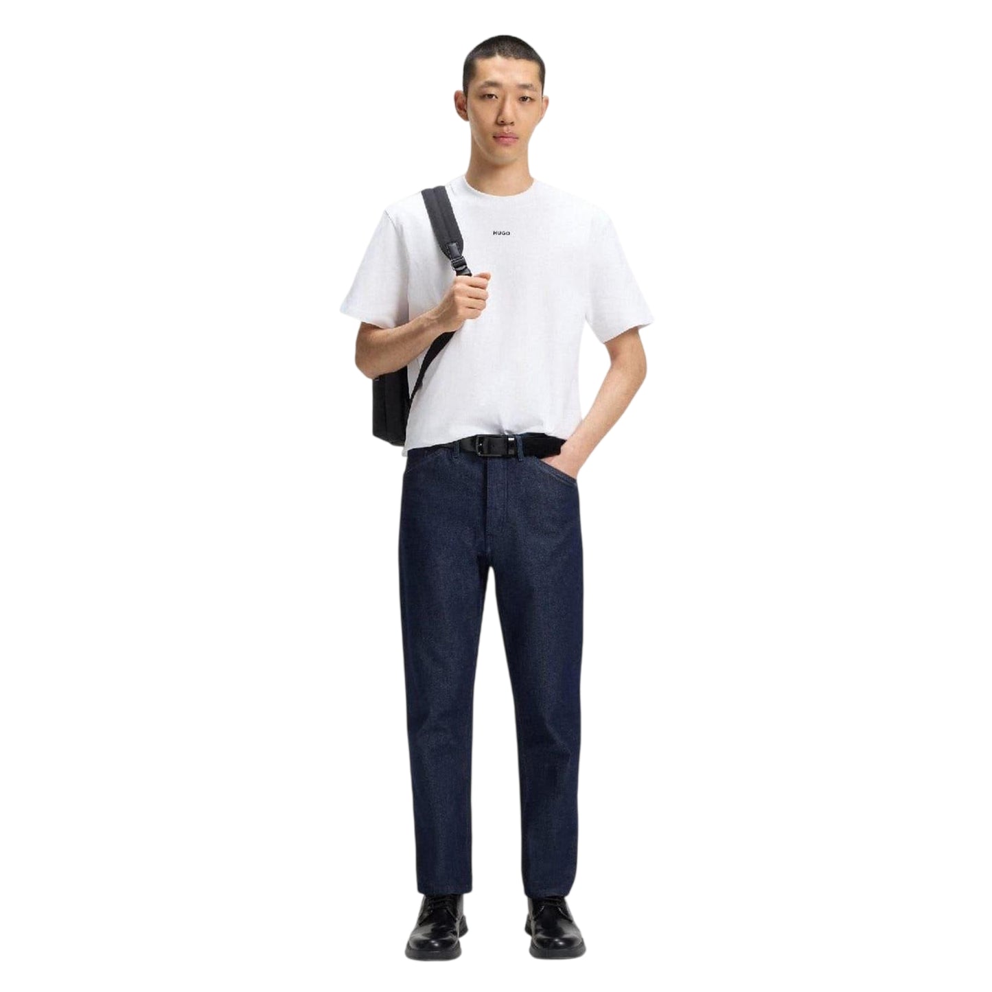 White - Pack Shot - Hugo Mens Dapolino Logo Printed Relaxed Fit T-Shirt