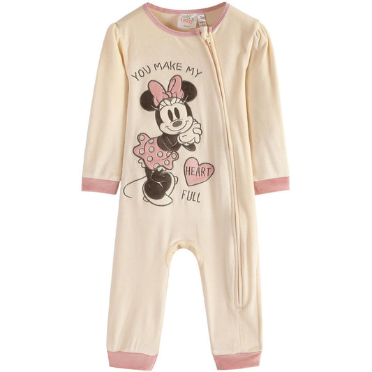 Bleach - Front - Disney Baby Girls Minnie Mouse Velvet Sleepsuit