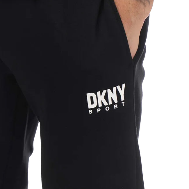 Black - Side - DKNY Mens Printed Logo Jogging Bottoms