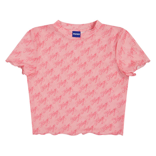 Pink - Front - Hugo Womens-Ladies Lettering Print Regular Top