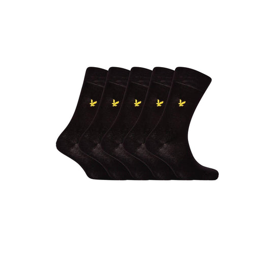 Black - Front - Lyle & Scott Mens Liam Crew Socks (Pack of 5)
