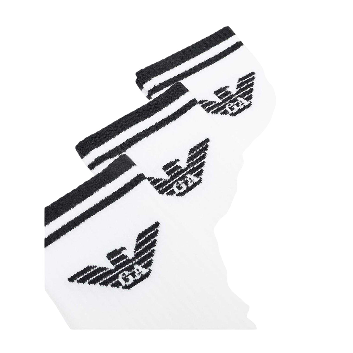 White - Back - Emporio Armani EA7 Mens Eagle Logo Crew Socks (Pack of 3)
