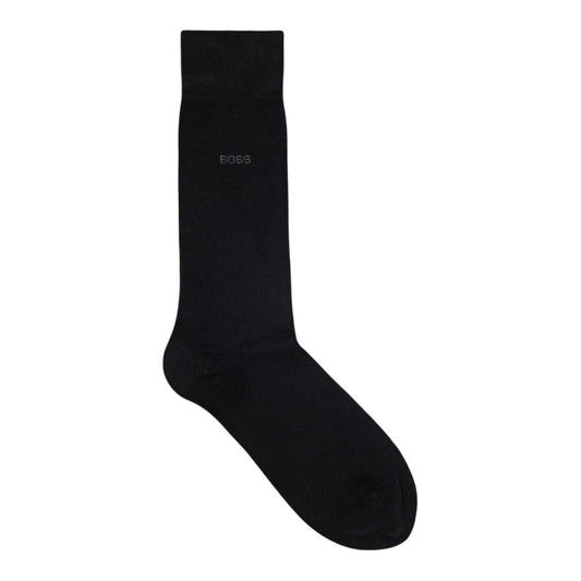 Black - Front - Boss Unisex Adult Embroidered Logo Cotton Blend Crew Socks
