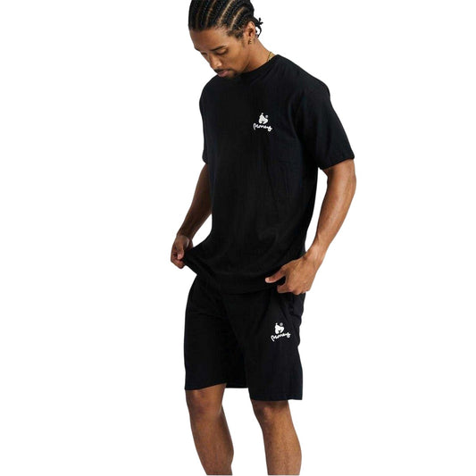 Black - Front - Money Mens Cotton Lounge T-Shirt & Shorts Set