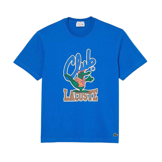 Blue - Front - Lacoste Unisex Adult Club Printed Heavy Cotton T-Shirt