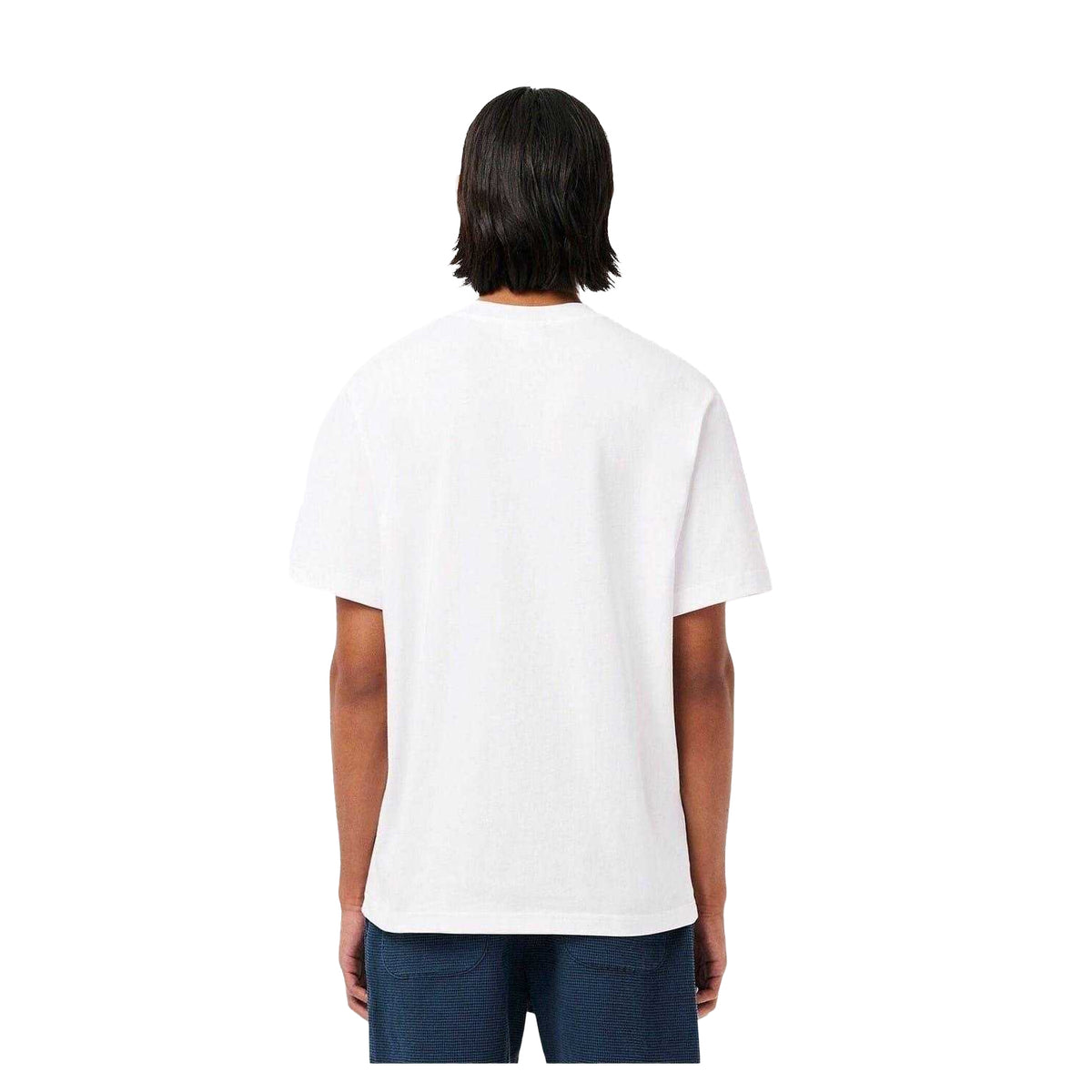 White - Back - Lacoste Mens Embroidered Logo Premium Cotton T-Shirt