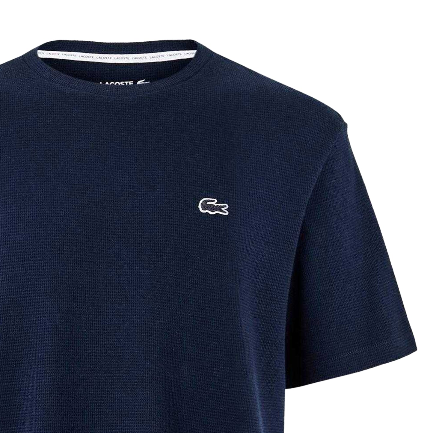 Navy - Back - Lacoste Mens Waffle Cotton Blend T-Shirt