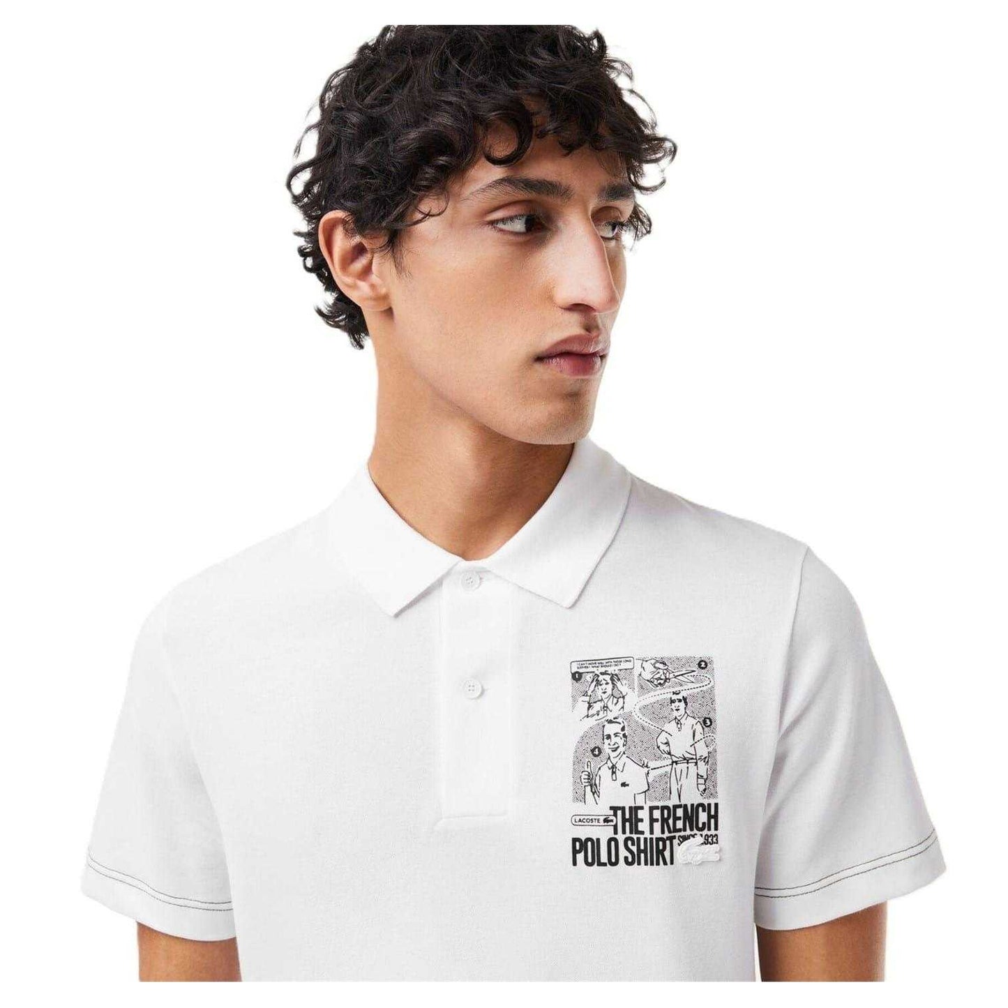 White - Side - Lacoste Mens The French Regular Polo Shirt