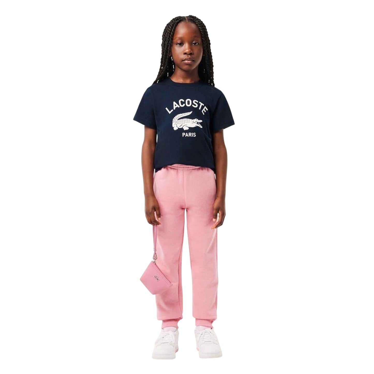 Navy - Side - Lacoste Childrens-Kids Paris Organic Cotton Regular T-Shirt