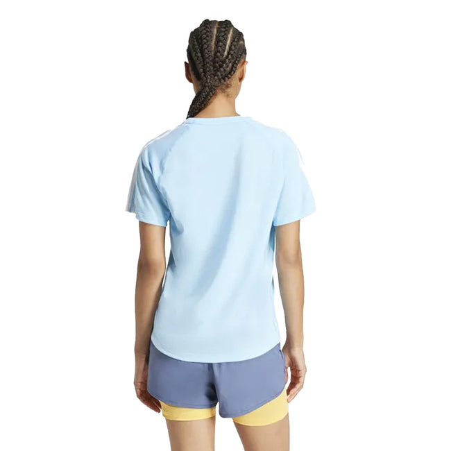 Blue - Back - Adidas Womens-Ladies Own The Run Stripe T-Shirt