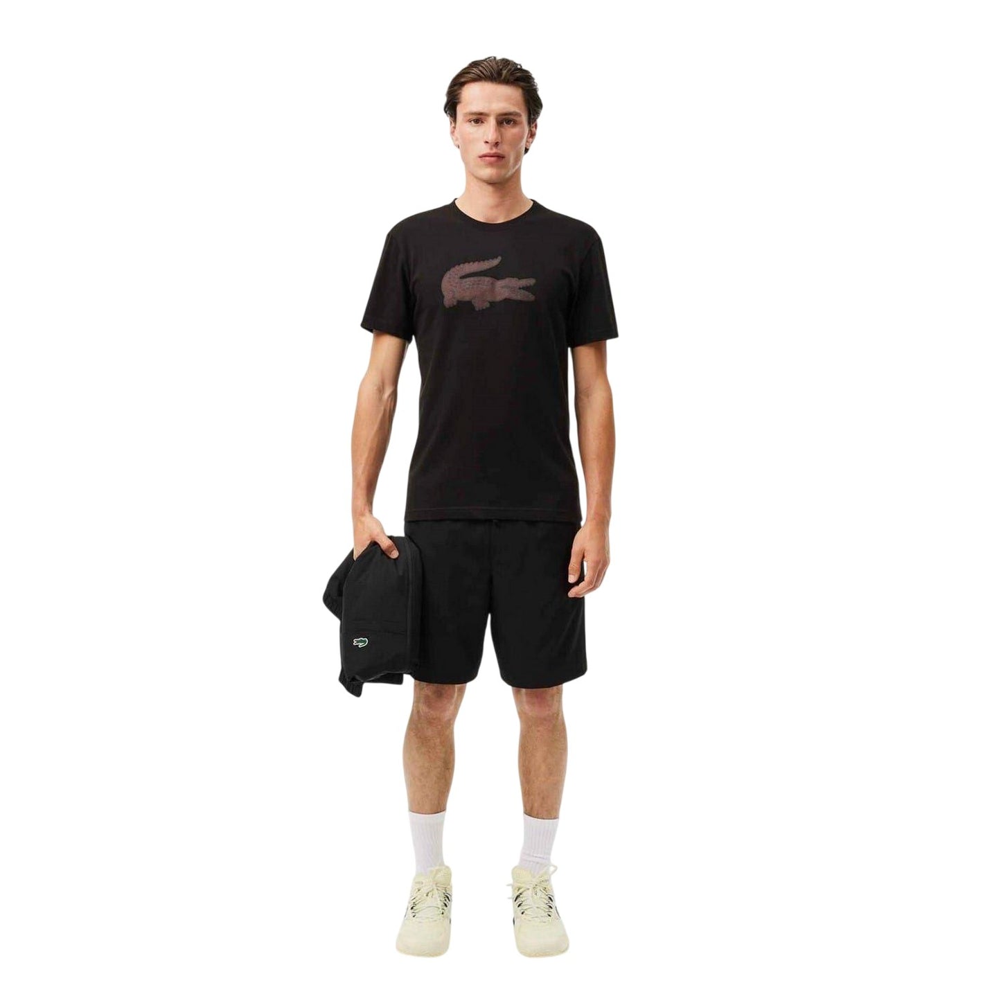 Black - Lifestyle - Lacoste Mens Logo Quick Dry Regular T-Shirt