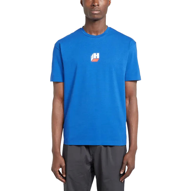 Blue - Side - Unlike Humans Mens Cube Logo T-Shirt
