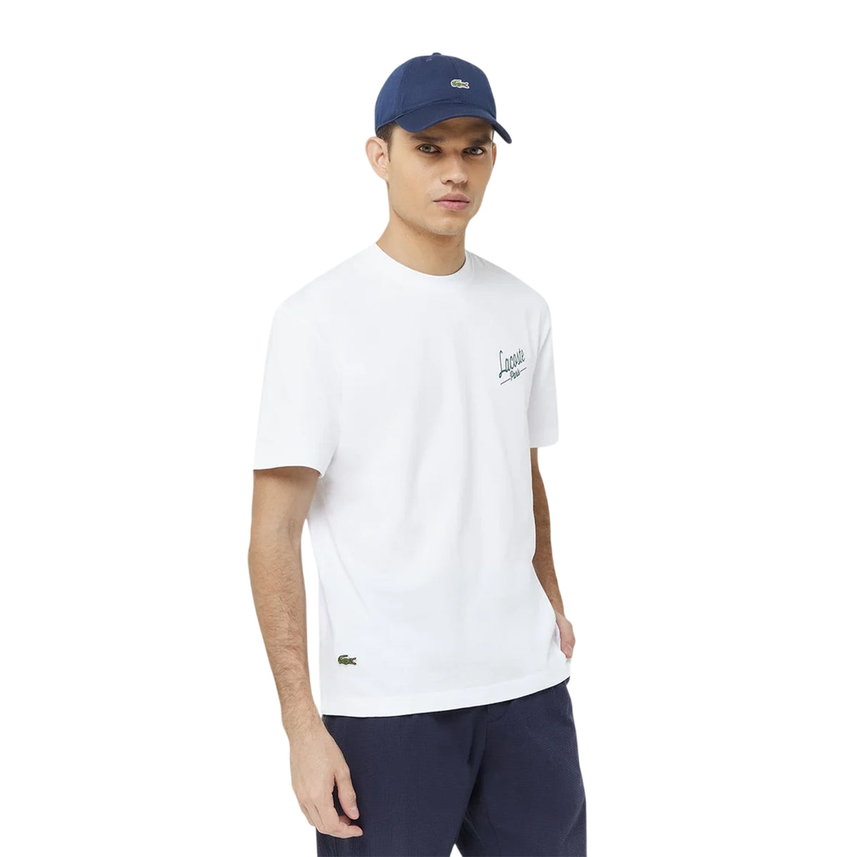White - Side - Lacoste Mens Heritage Organic Cotton T-Shirt