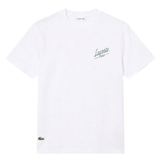 White - Front - Lacoste Mens Heritage Organic Cotton T-Shirt