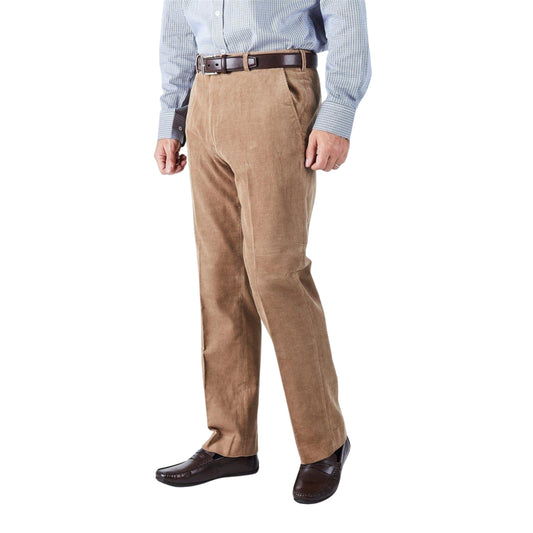 Brown - Front - Harvey & Jones Mens Corduroy Regular Trousers