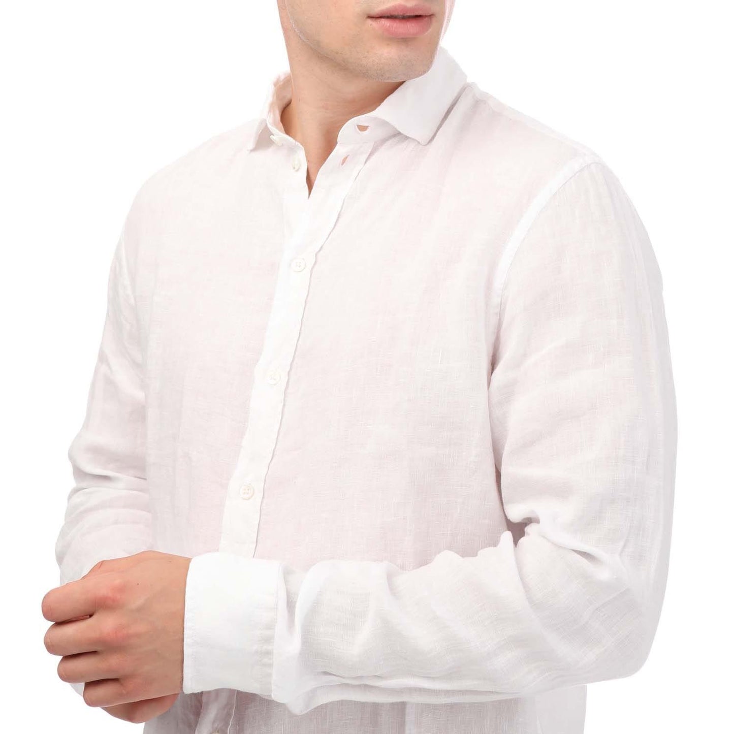 White - Side - Armani Mens Long-Sleeved Shirt