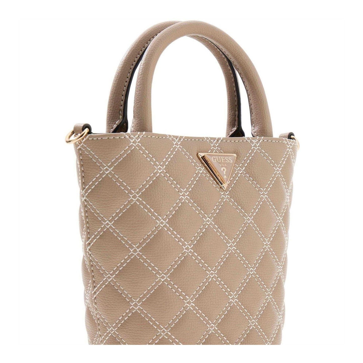 Dark Taupe - Lifestyle - Guess Womens-Ladies Giully Quilted Shoulder Bag