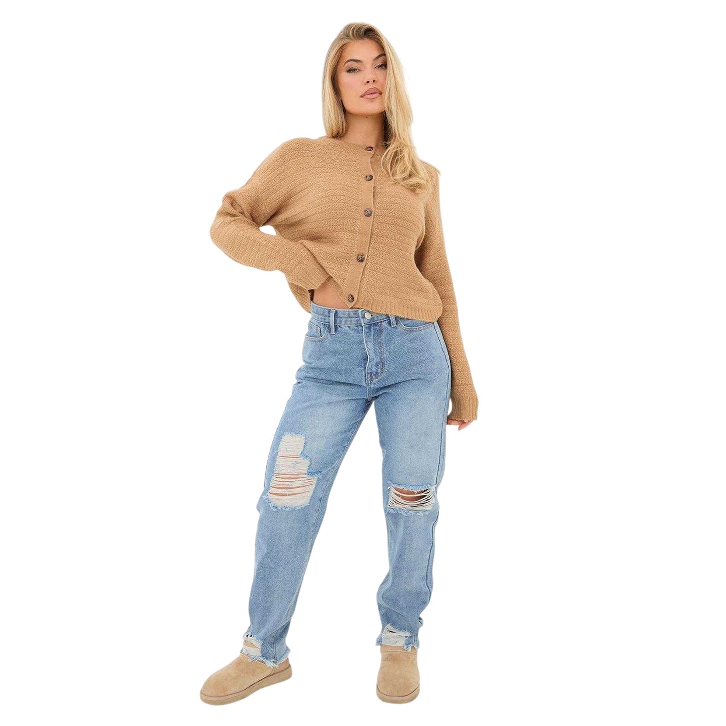 Blue - Side - I Saw It First Womens-Ladies Cotton Denim Jeans