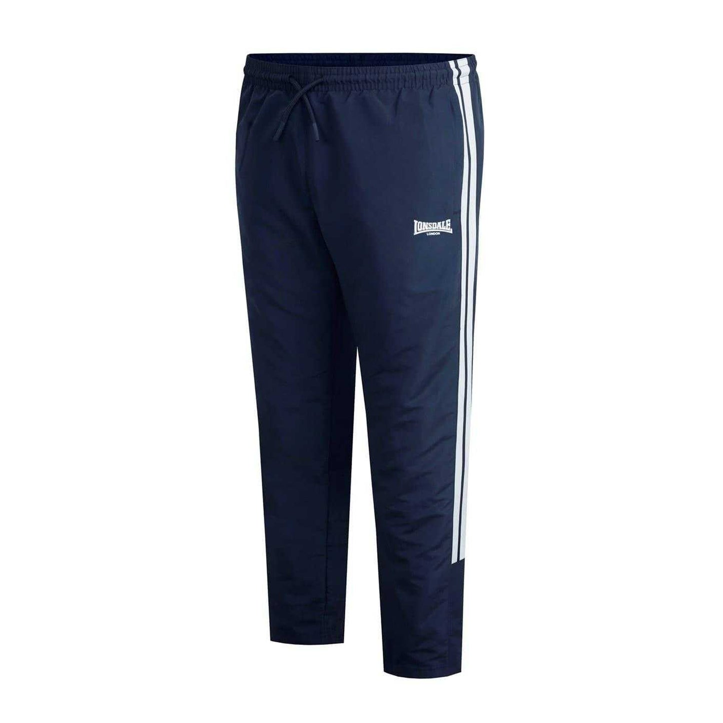 Navy - Side - Lonsdale Mens Twin Stripe Tracksuit Bottoms