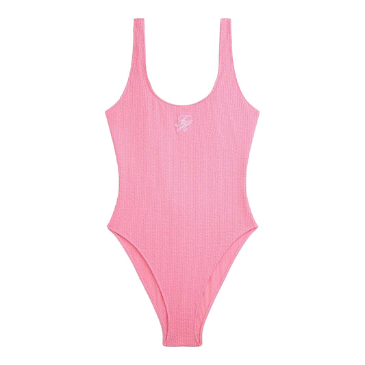 Petal - Front - Tommy Hilfiger Womens-Ladies Textured Crinkle One Piece Swimsuit
