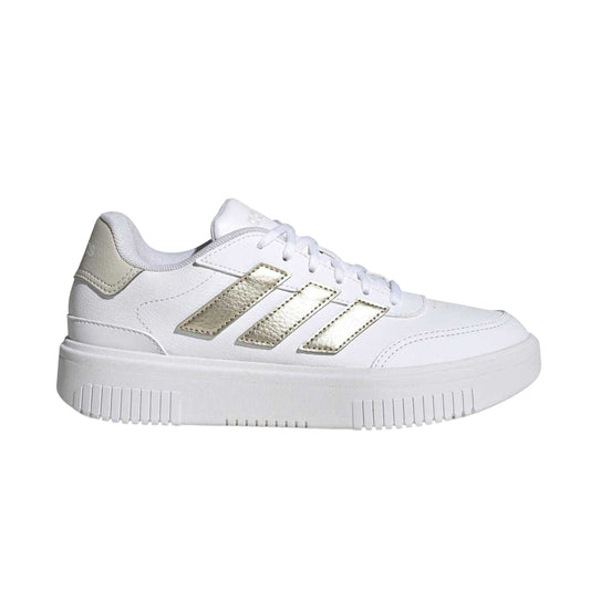 White-Gold - Front - Adidas Womens-Ladies Courtblock Platform Trainers