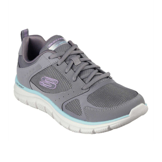 Charcoal-Aqua - Front - Skechers Womens-Ladies Track Trainers