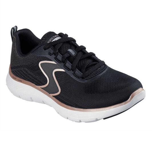 Black-Rose Gold - Front - Skechers Womens-Ladies Flex Appeal 5.0 Flat Trainers