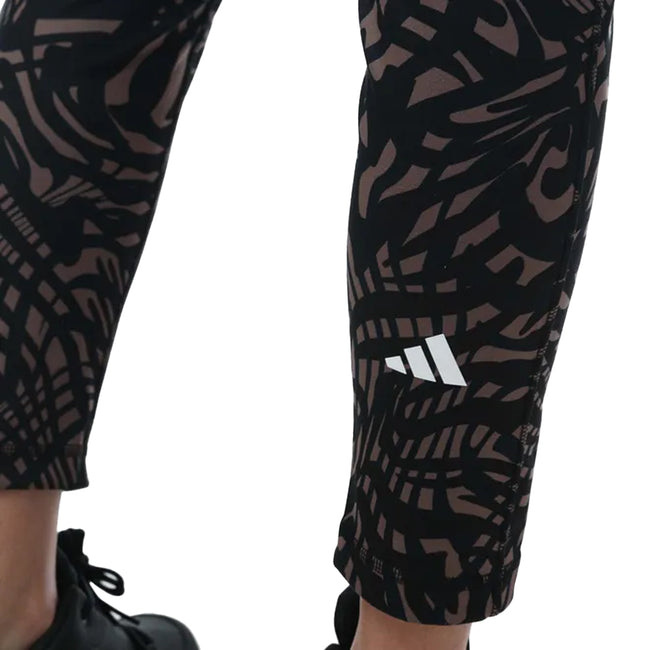 Black - Side - Adidas Womens-Ladies Essentials Printed 7-8 Yoga Leggings