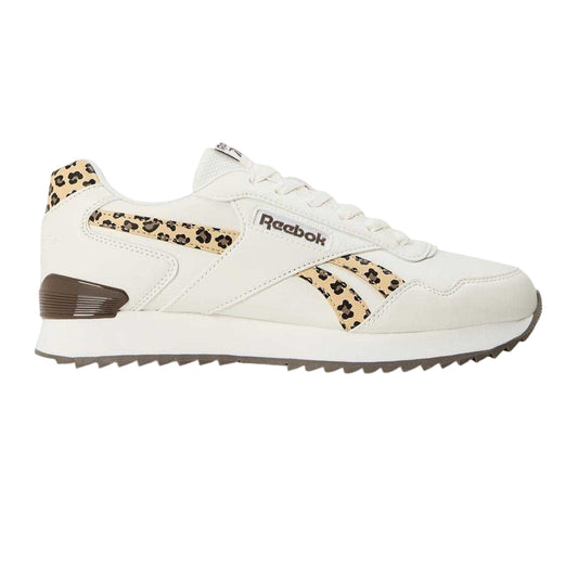 Chalk-Leopard - Front - Reebok Womens-Ladies Royal Glide Leather Trim Ripple Clip Trainers