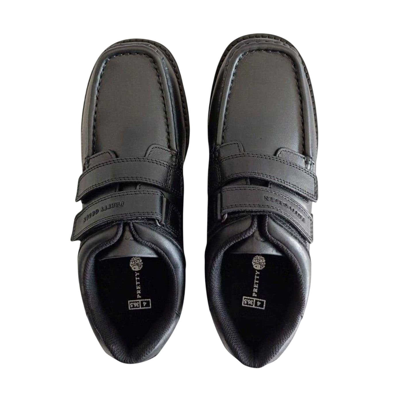 Black - Pack Shot - Pretty Green Childrens-Kids Harrow Vel Leather School Shoes