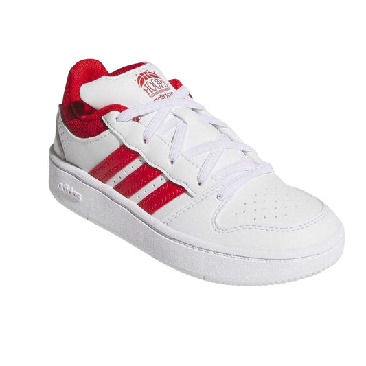 White-Red - Front - Adidas Childrens-Kids Hoops 3.0 Basketball Shoes