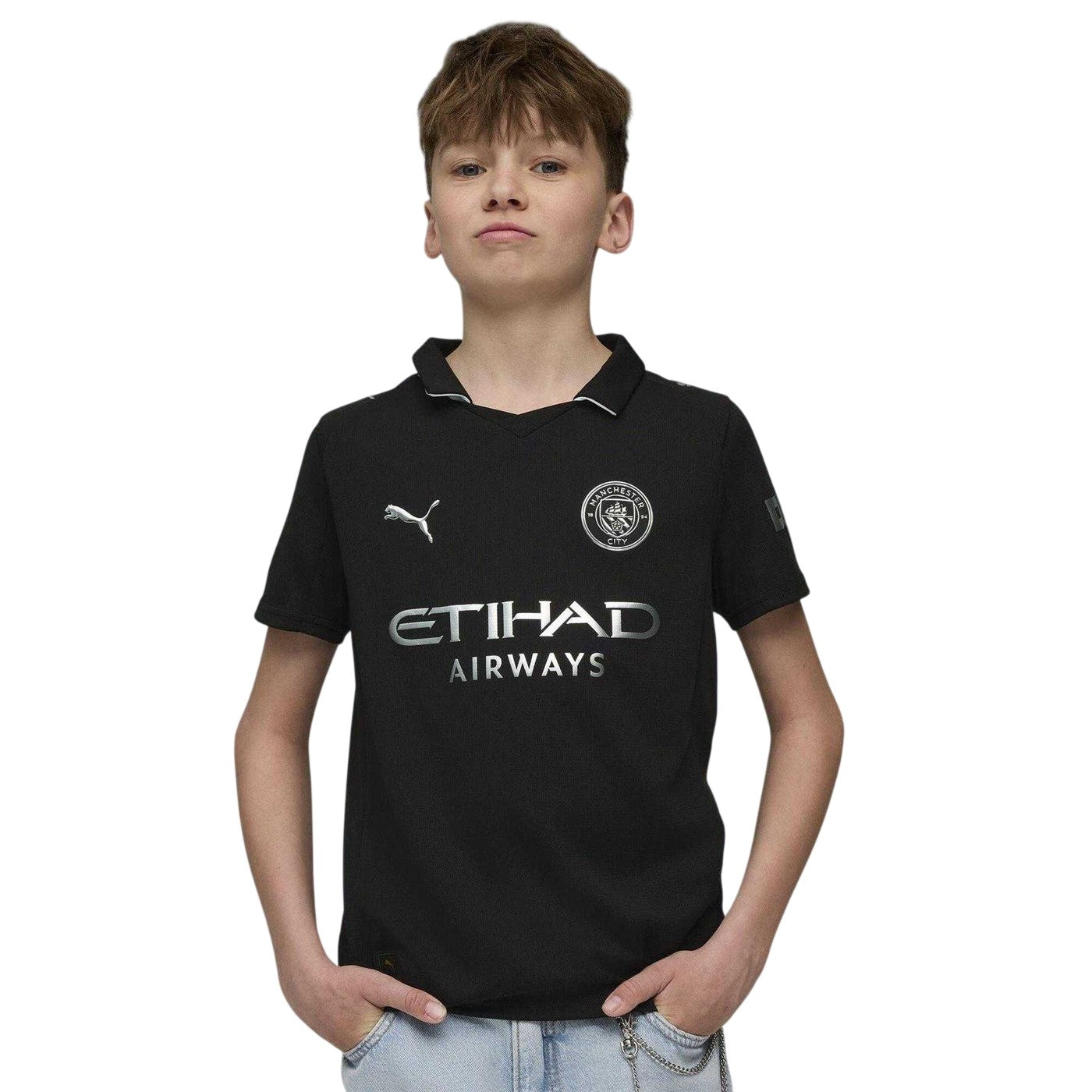 Black - Side - Manchester City FC Childrens-Kids 25-26 Puma Away Kit