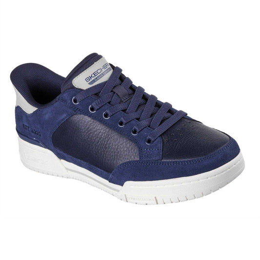 Navy-White - Front - Skechers Mens Leather Flat Trainers