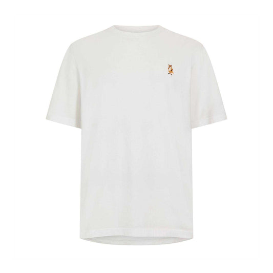 White - Front - Maison Kitsuné Mens Embroidered Logo Cotton T-Shirt