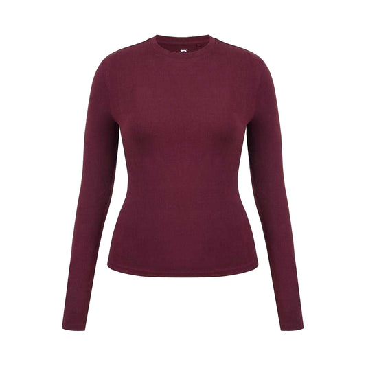 Burgundy - Front - Slazenger Womens-Ladies Slim Long-Sleeved T-Shirt
