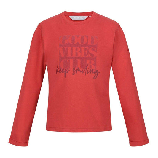 Mineral Red - Front - Regatta Childrens-Kids Great Outdoors Lettering Long-Sleeved T-Shirt