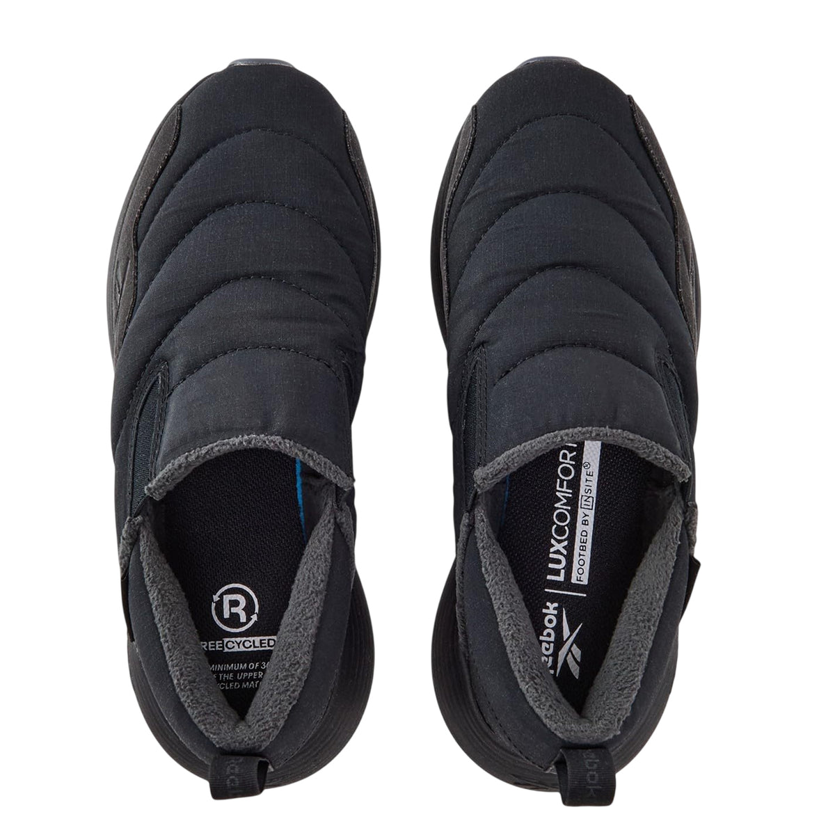 Black-Grey - Side - Reebok Womens-Ladies DMX Slip-In Flat Trainers